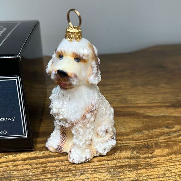 Joy To The World Collectibles - Goldendoodle Snowy Version Painted Glass Poland - Picture 2 of 10